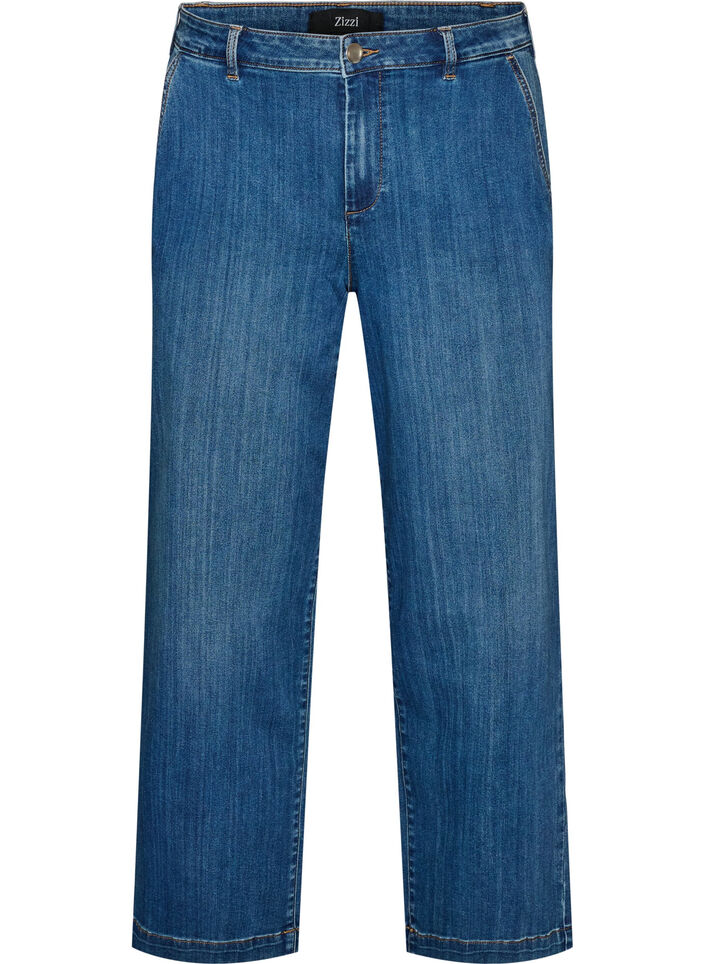 Myra Jeans in weiter Passform mit hoher Taille, Blau, Packshot image number 0