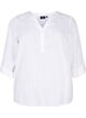 Hemdbluse aus Baumwolle mit V-Ausschnitt, Bright White, Packshot image number 0