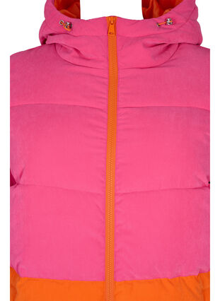 Lange Winterjacke mit Colour-Block, Pink W/Orange, Packshot image number 2