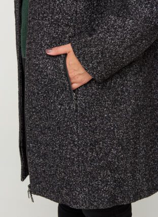 Jacke mit Wolle und Reißverschluss, Dark Grey Mel., Model image number 2