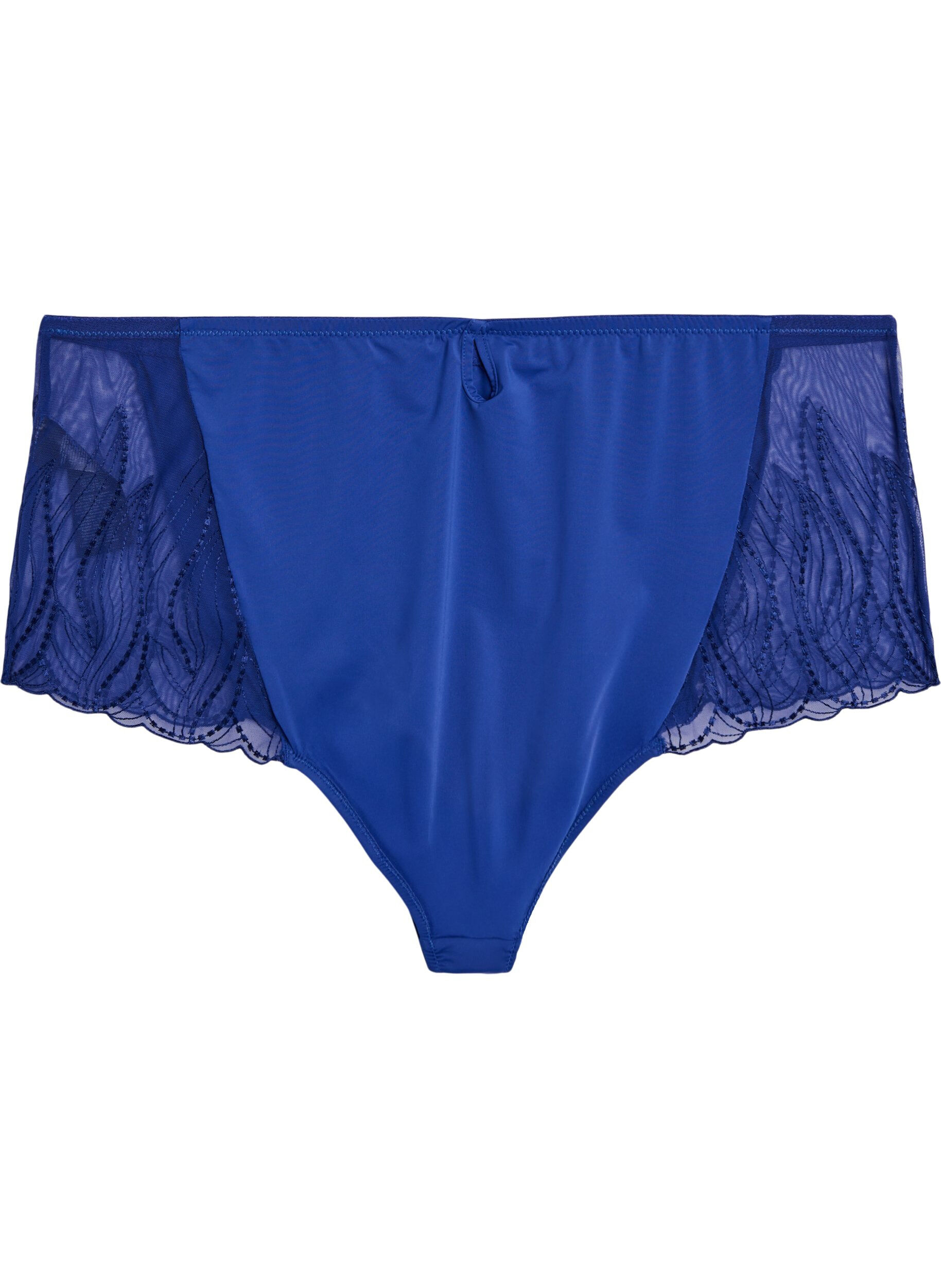 Zizzi Hipster-Slip aus Mikrofaser mit Spitze an den Seiten, Blau, Packshot image number 1