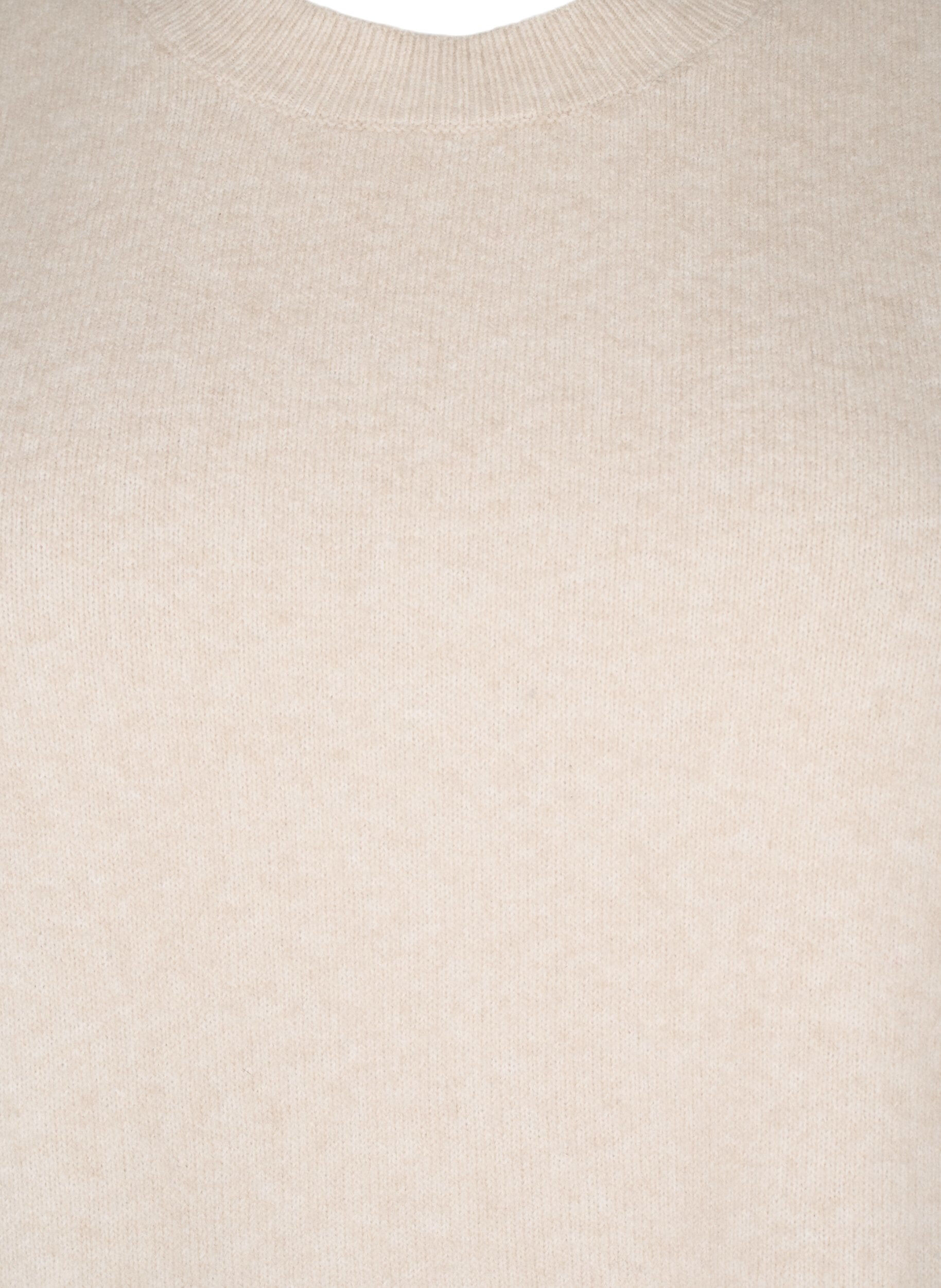 Zizzi  Strickweste mit Rippb&uuml;ndchen, Pumice Stone Mel., Packshot image number 2