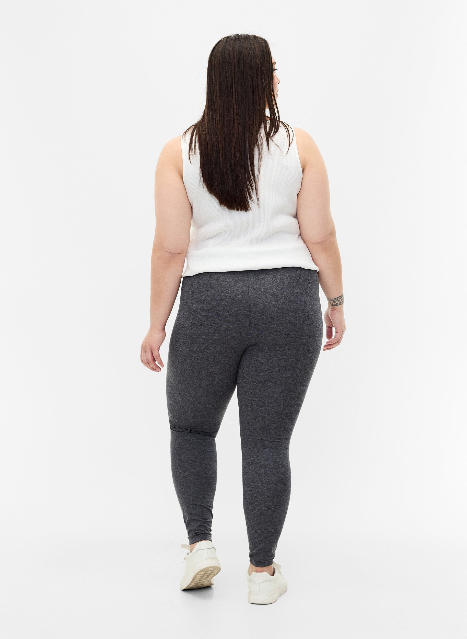 Zizzi Graue Melange-Leggings, Dark Grey Melange, Model image number 1