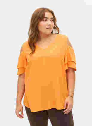 Kurzärmelige Bluse aus Viskose, Orange Peel, Model