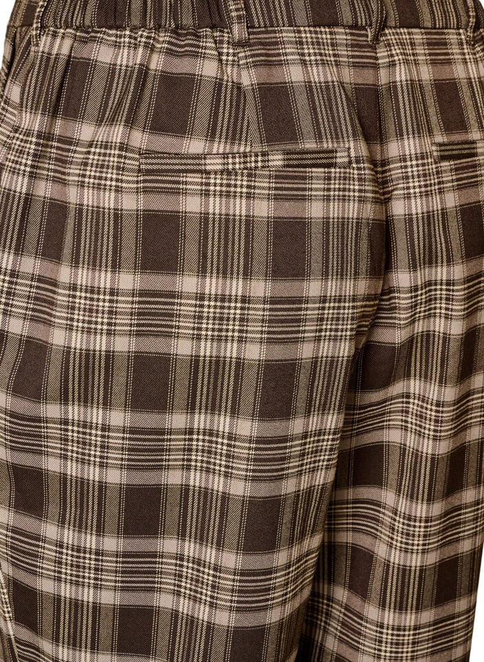 Karierte Hose mit weitem Bein, Braun, Packshot