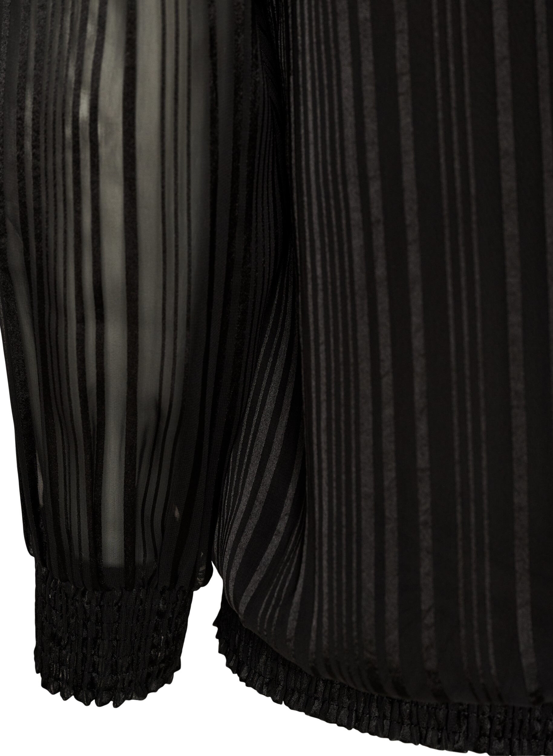 ZizziGestreifte Bluse in Ballonform, Schwarz, Packshot image number 3