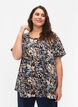 FLASH - Bluse mit kurzen Ärmeln und Print, Brown Blue Flower, Model image number 0