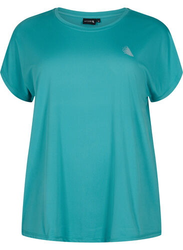 Kurzärmeliges Trainings-T-Shirt, Green-Blue Slate, Packshot image number 0
