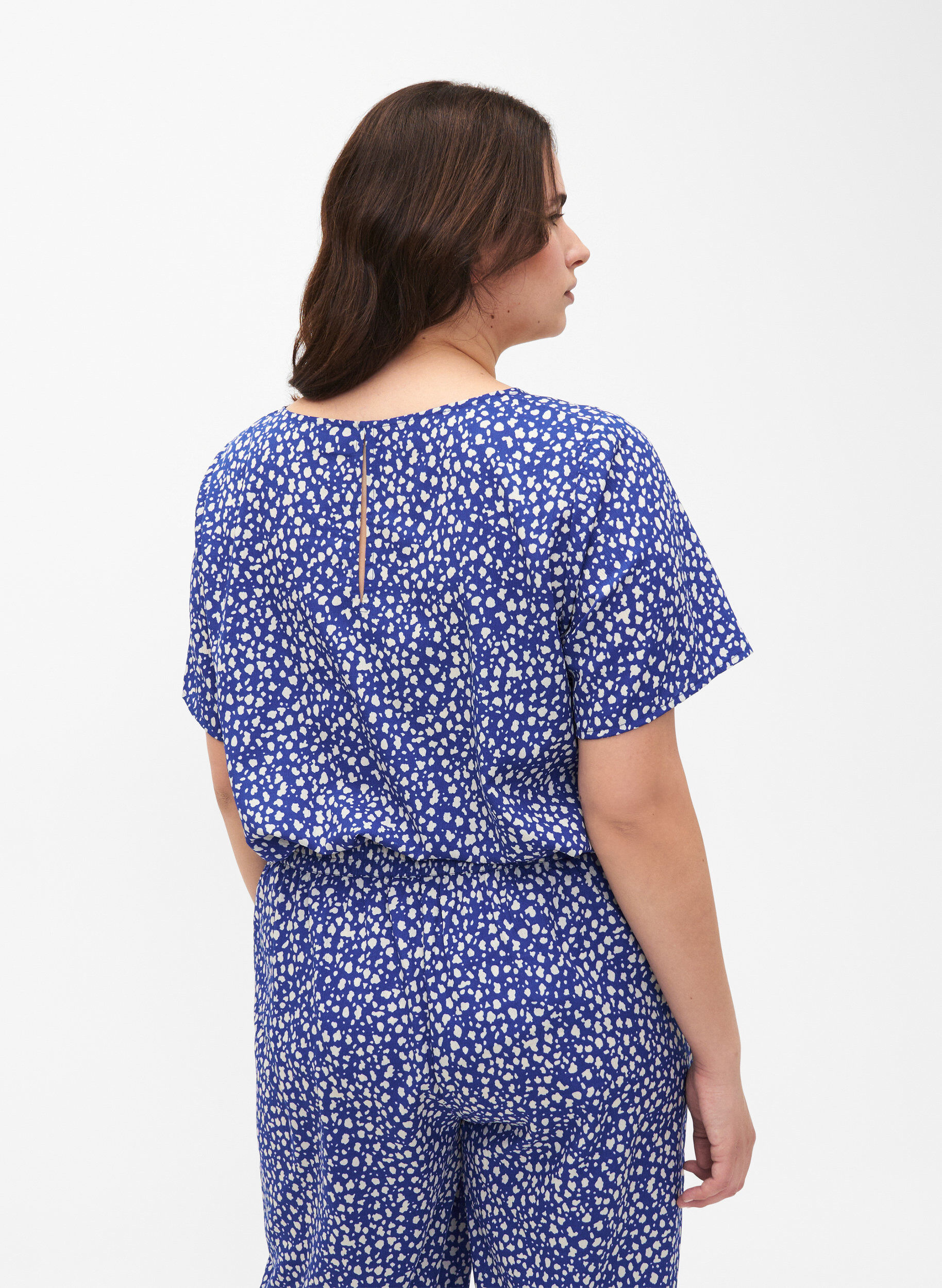 Zizzi FLASH &ndash; Kurz&auml;rmelige Bluse mit Aufdruck, Surf the web Dot, Model image number 1
