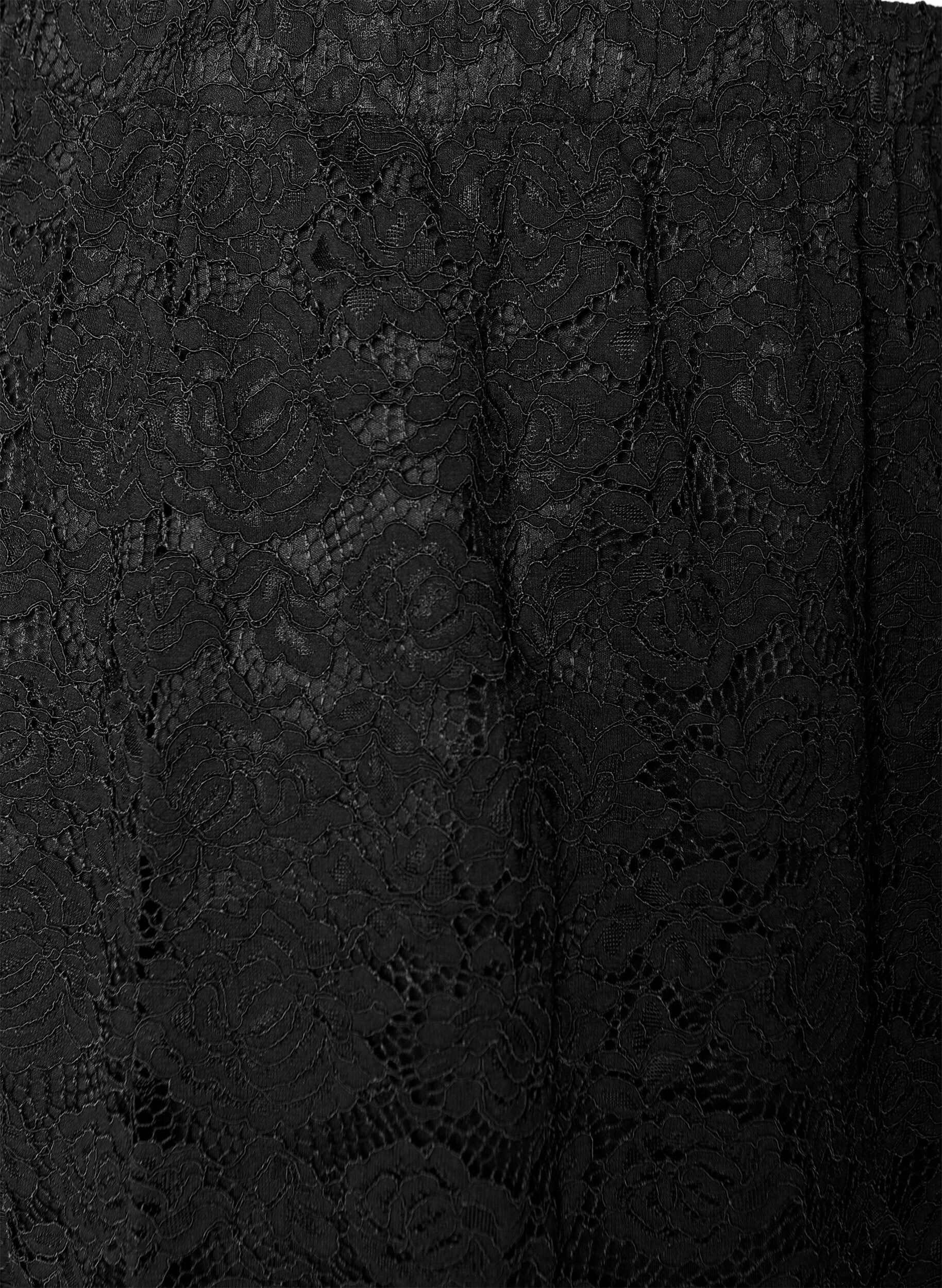 Zizzi Midi-Spitzenrock mit elastischem Bund, Schwarz, Packshot image number 2