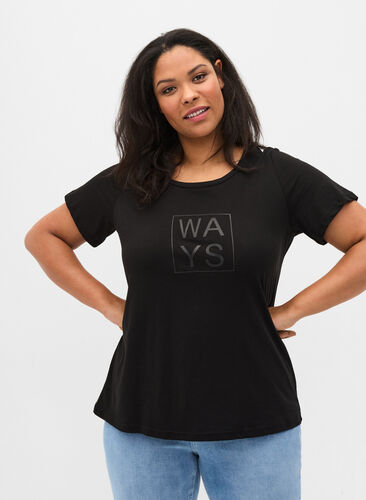 Kurzarm T-Shirt aus Baumwolle mit Aufdruck, Black WAYS, Model image number 0