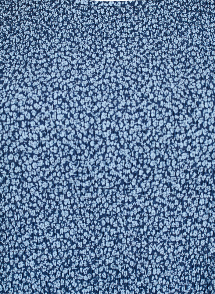 Bluse mit gesmoktem Oberteil und geblümtem Print, Blau, Packshot image number 2