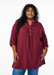 Tunika aus Baumwollmusselin mit Broderie Anglaise, Dunkles Bordeaux, Model image number 0