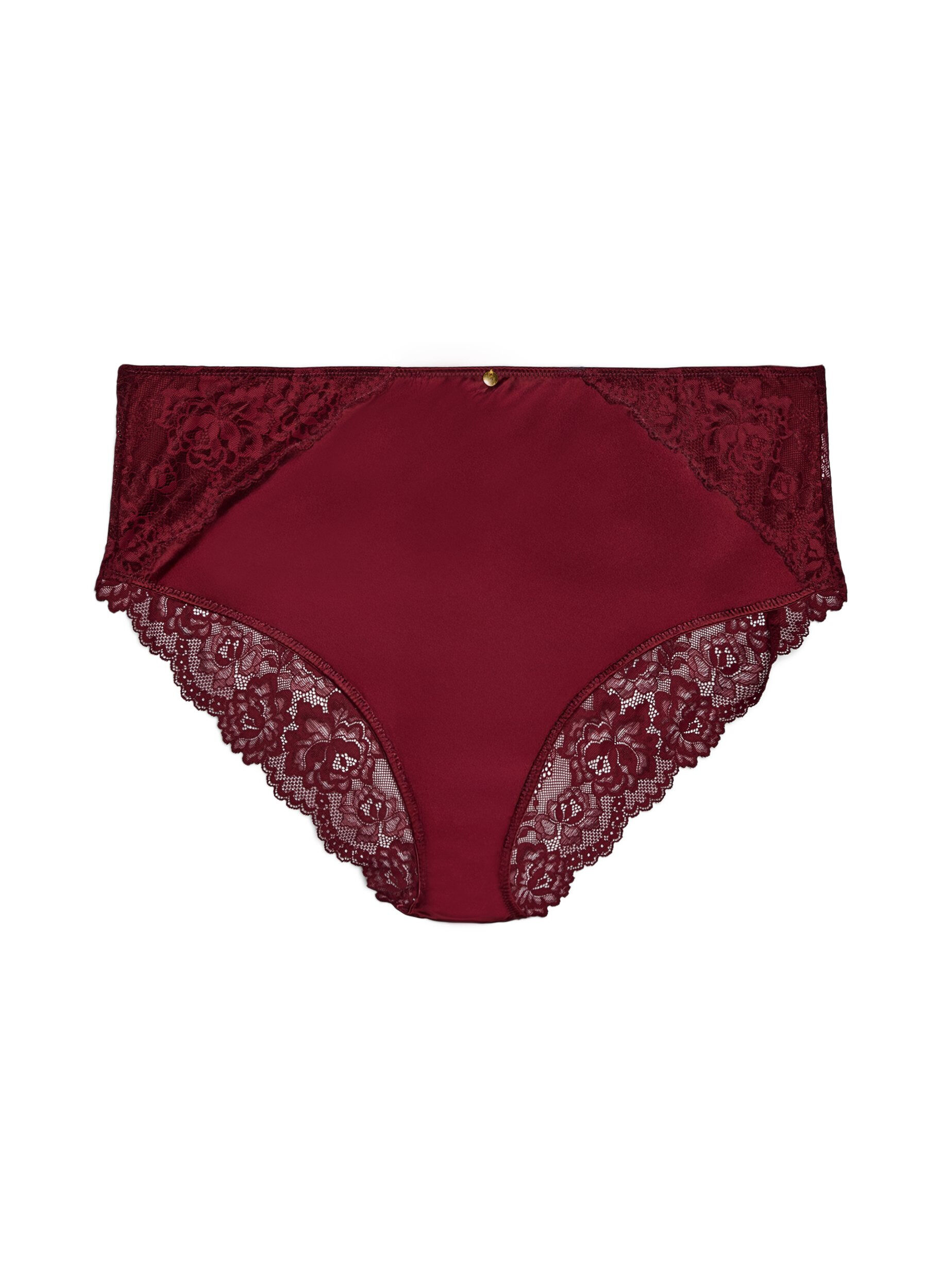 ZizziSlip mit Spitze und einem Schleifendetail hinten, Dunkles Bordeaux, Packshot image number 0