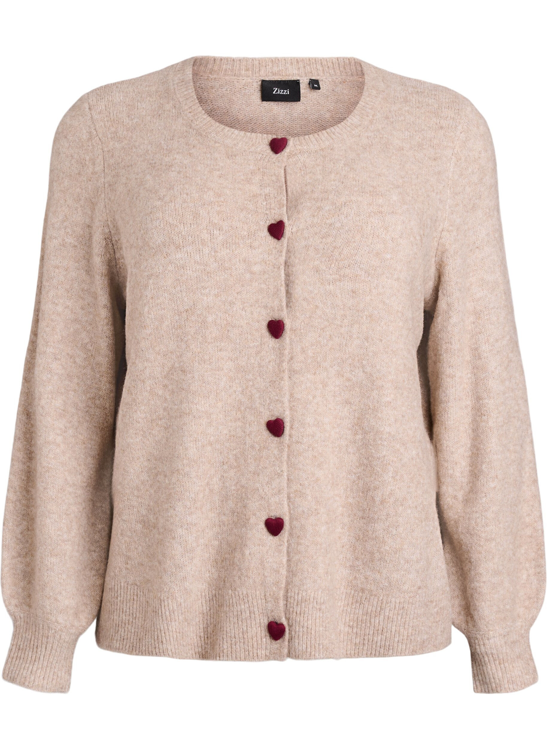 ZizziCardigan mit Kn&ouml;pfen in Herzform, Beige, Packshot image number 0