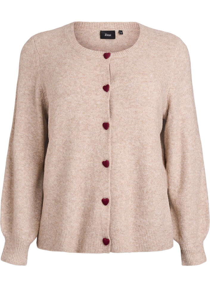 Cardigan mit Kn&ouml;pfen in Herzform, Beige, Packshot image number 0