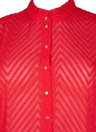  Hemdbluse mit Rüschen und gemusterter Struktur, Tango Red, Packshot image number 2