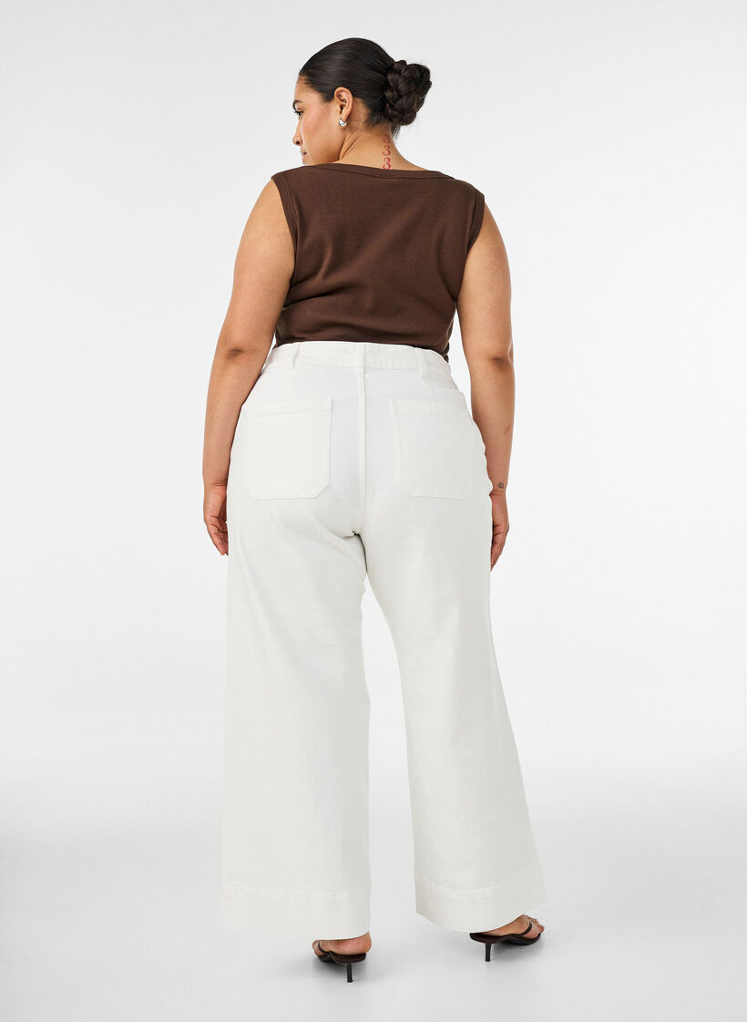 Myra Jeans mit hoher Taille und weiter Passform, Wei&szlig;, Model image number 1