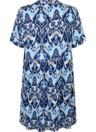 Kurzärmliges Viskosekleid mit Print, Blue Ethnic AOP, Packshot image number 1
