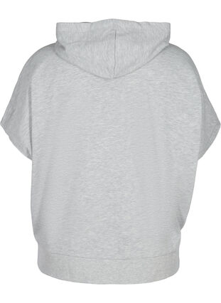 Kurzarm Sweatshirt mit Reißverschluss, Light Grey Melange, Packshot image number 1