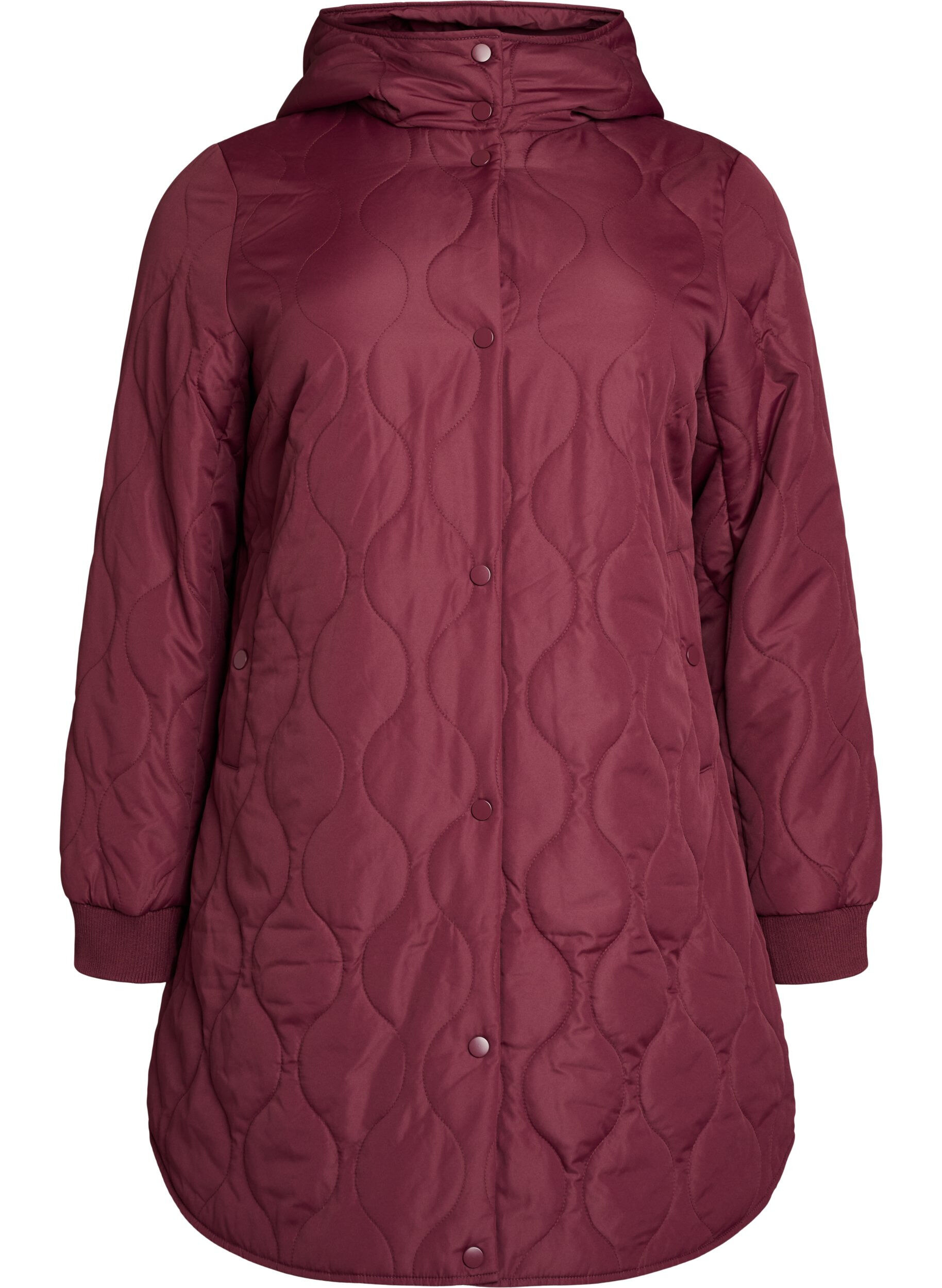 Mittellange Steppjacke mit Kapuze