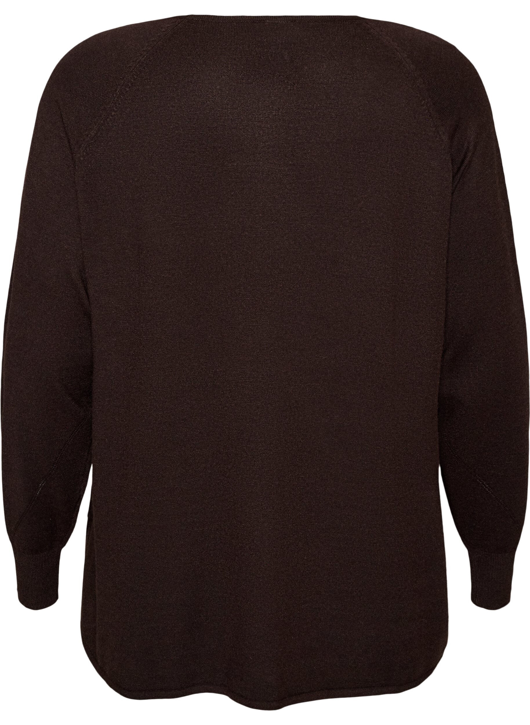 ZizziStrickbluse mit Rundhalsausschnitt und Strickmuster, Braun, Packshot image number 1