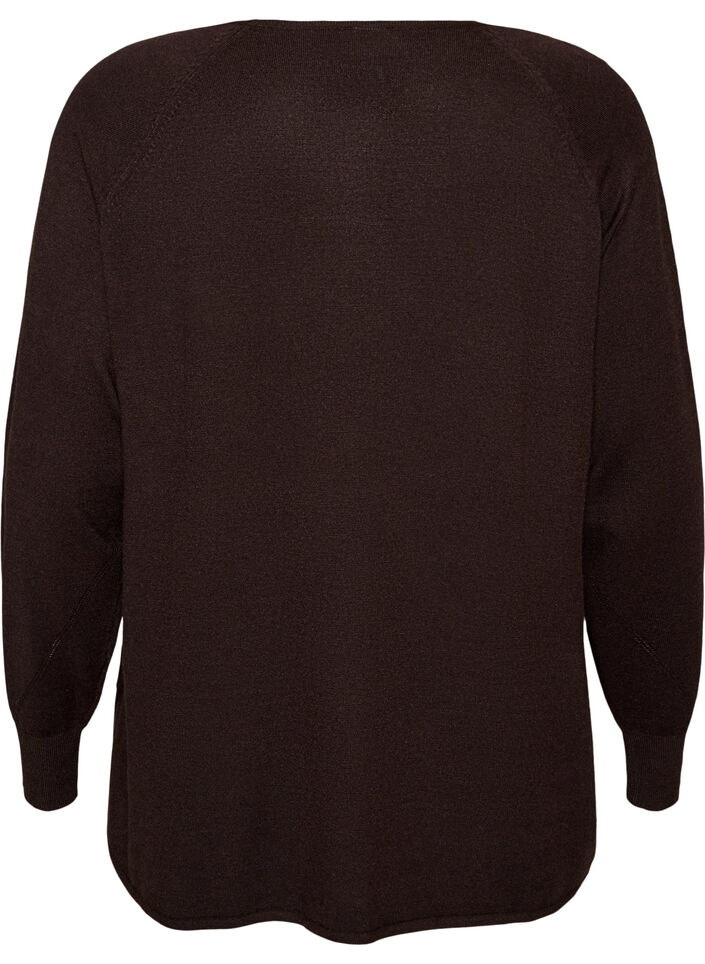 Strickbluse mit Rundhalsausschnitt und Strickmuster, Braun, Packshot image number 1
