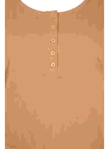 Einfarbiges Baumwolltop mit elastischem Bündchen, Pecan Brown, Packshot image number 2