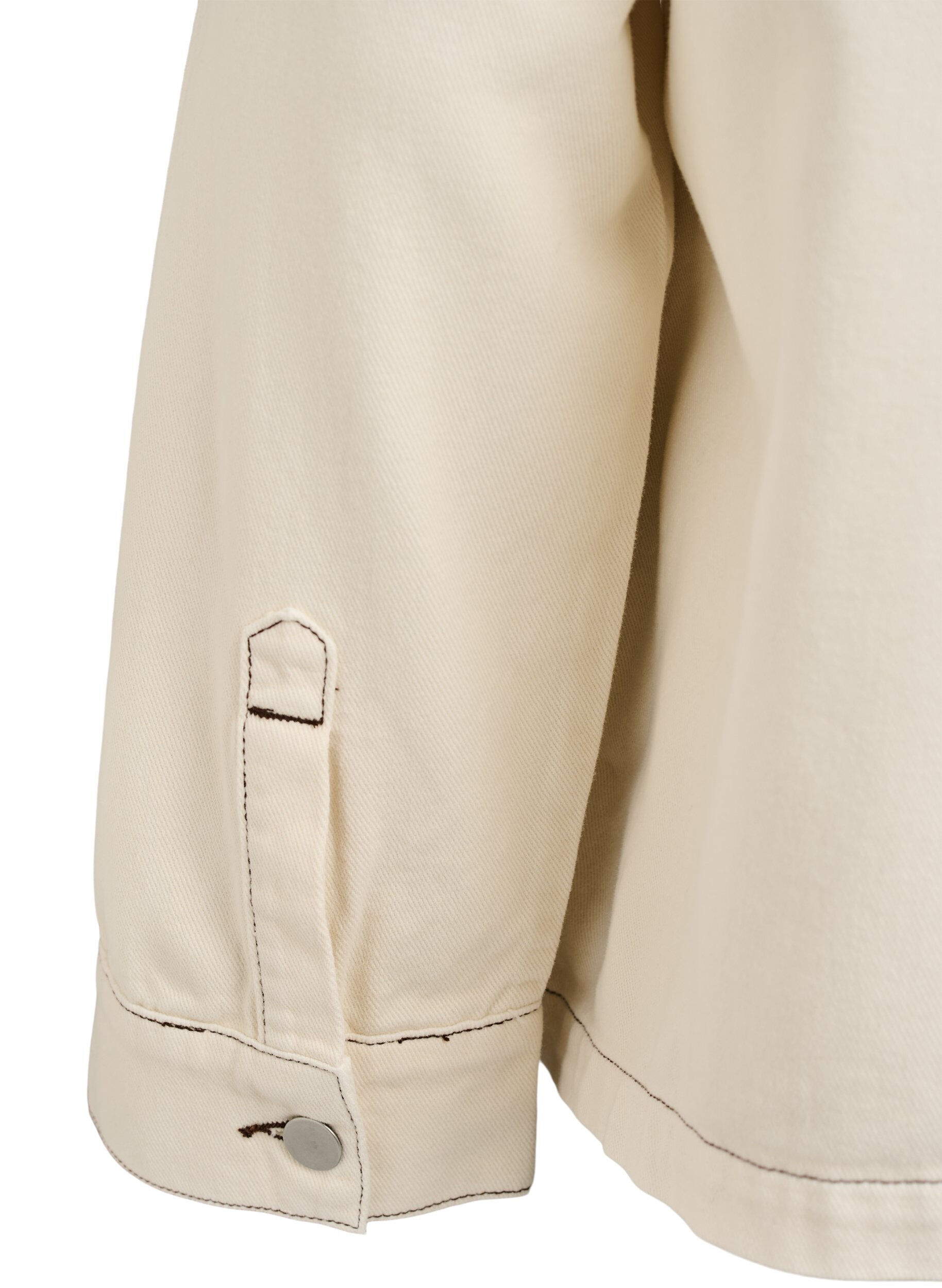 Zizzi Farbige Jeansjacke mit Kontrastkragen, Vanille, Packshot image number 4