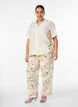 Hoch taillierte Hose aus Viskose mit Blumenmuster, Beige, Model image number 0