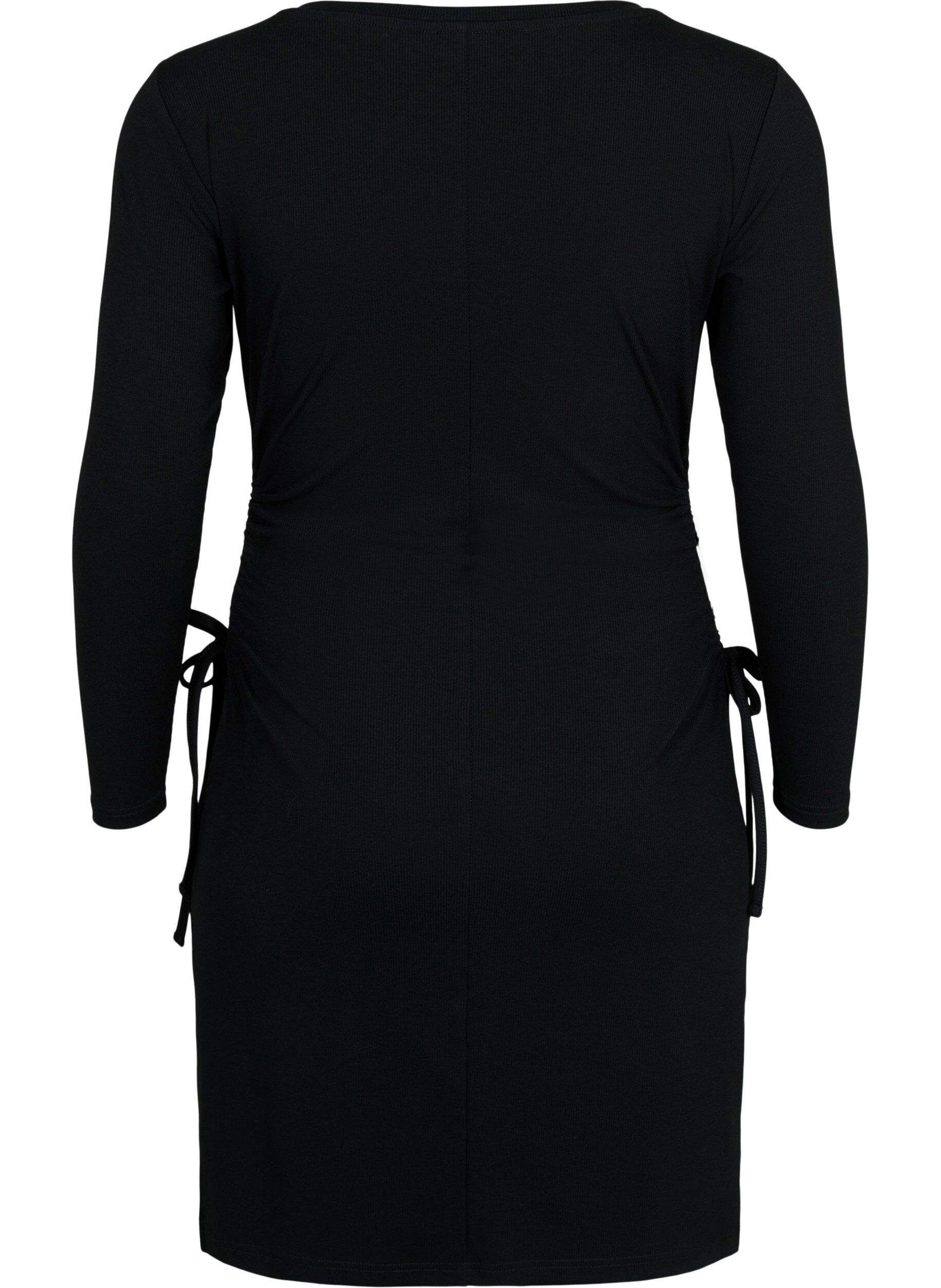 Zizzi Eng anliegendes Kleid mit Ausschnitt, Black, Packshot image number 1