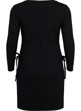 Eng anliegendes Kleid mit Ausschnitt, Black, Packshot image number 1