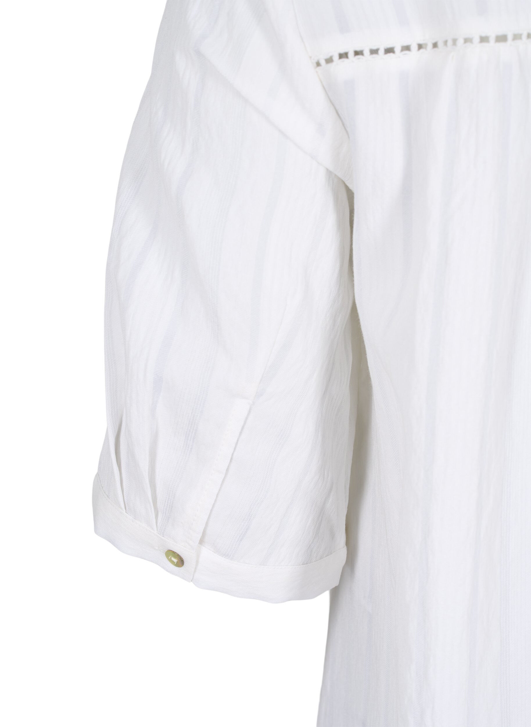 Zizzi Gestreiftes Viskose Kleid mit Spitzenb&auml;ndern, Bright White, Packshot image number 3
