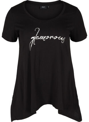 Kurzarm T-Shirt aus Baumwolle mit A-Linie, Black GLAMOROUS, Packshot image number 0