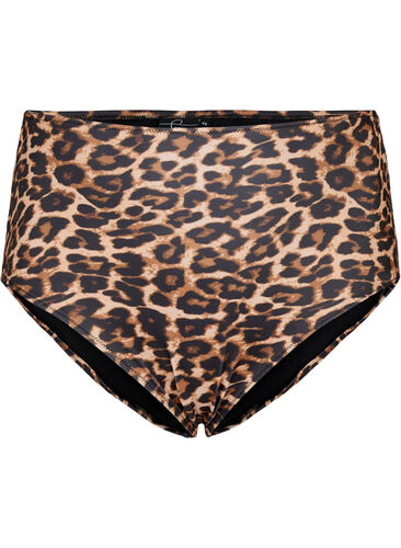 Hoch taillierte Bikini-Hose mit Leopardenprint, Leopard Print, Packshot image number 0