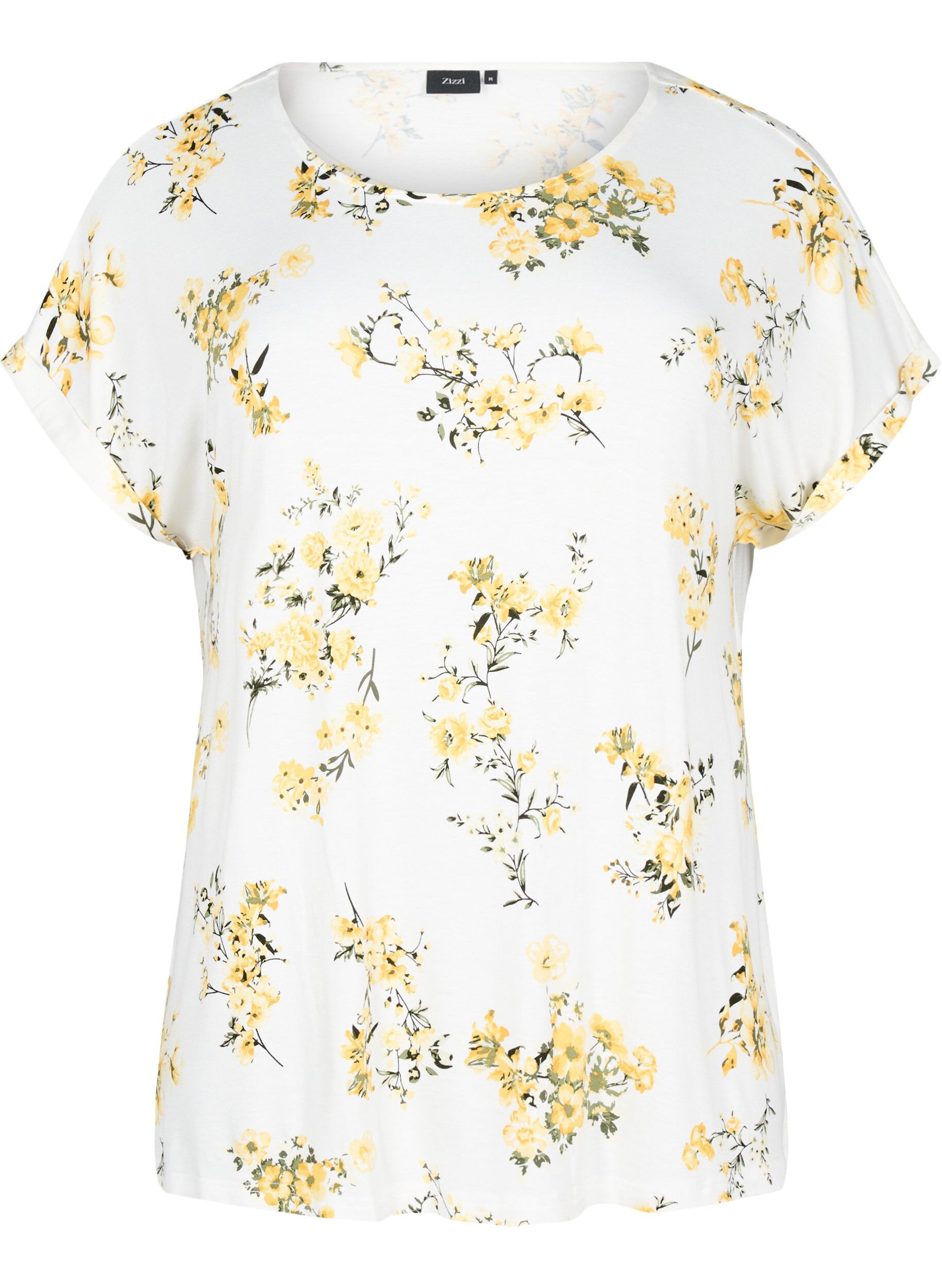 Zizzi T-Shirt mit floralem Print, Gelb, Packshot image number 0