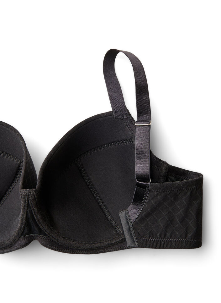 Gepolsterter BH aus Mikrofaser mit Karomuster, Schwarz, Packshot image number 3