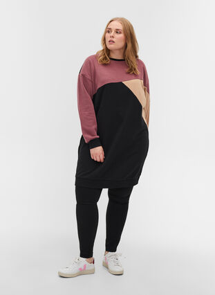 Langes Sweatshirt mit Colourblock, Black Color Block, Model image number 2