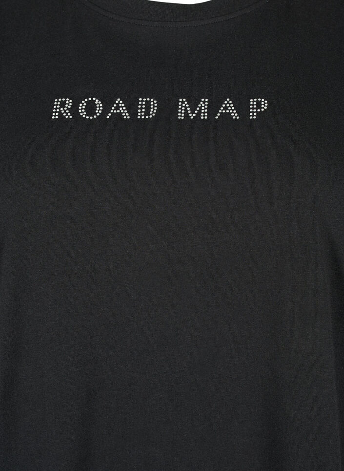 T-Shirt aus Bio-Baumwolle mit Schmucksteinen, Black, Packshot image number 2