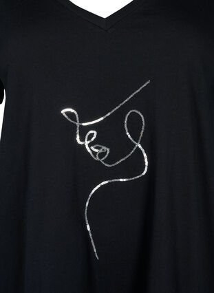 Baumwoll-T-Shirt mit Pailletten, Black W. Face, Packshot image number 2