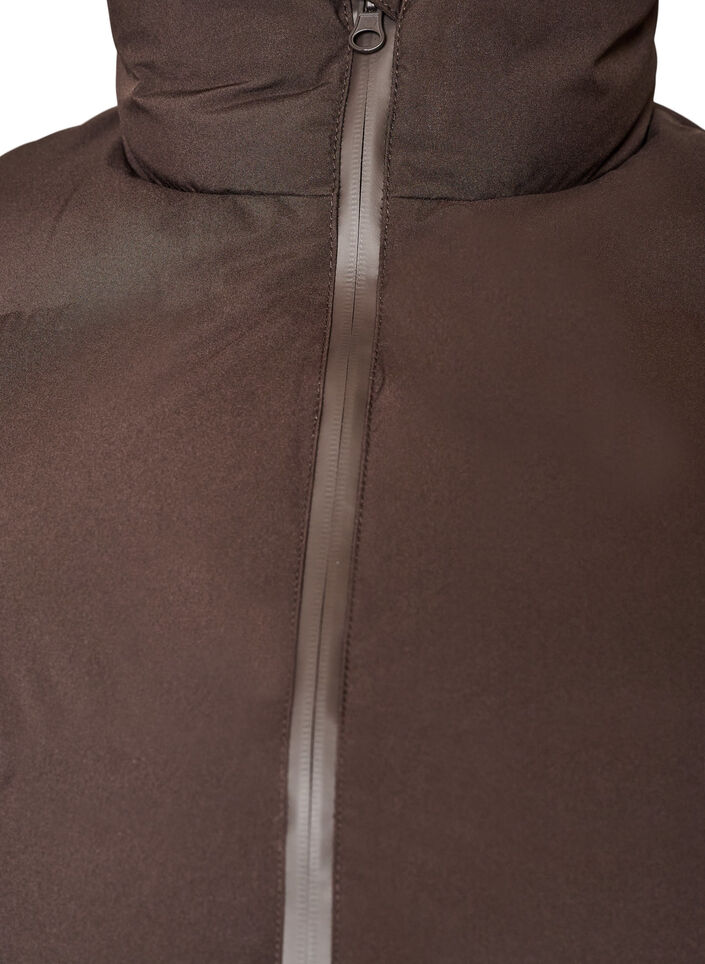 Kurze Steppweste mit hohem Kragen, Braun, Packshot image number 2