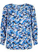 FLASH - Langärmelige Bluse gesmokt und bedruckt, Blue Purple Flower, Packshot image number 0