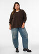 Bluse aus Strick mit Zopfmuster und V-Ausschnitt, Braun, Model image number 1