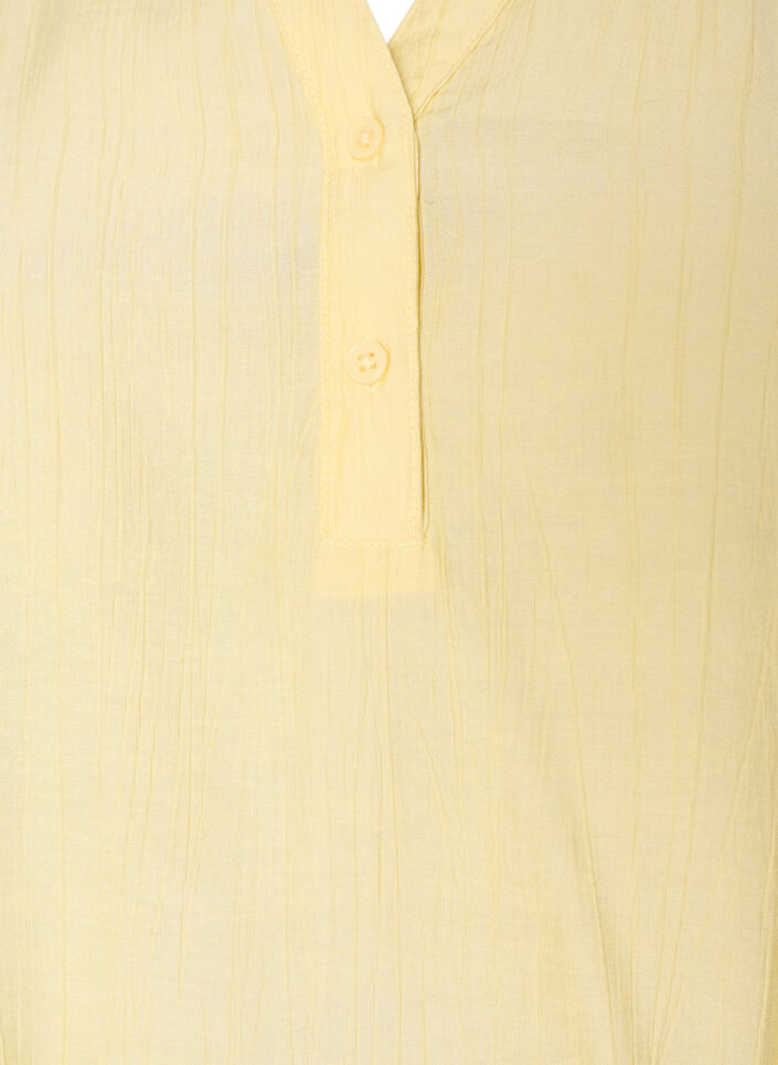 Kurz&auml;rmelige Bluse aus einer Viskosemischung mit Struktur und R&uuml;schen&auml;rmeln, Gelb, Packshot image number 2
