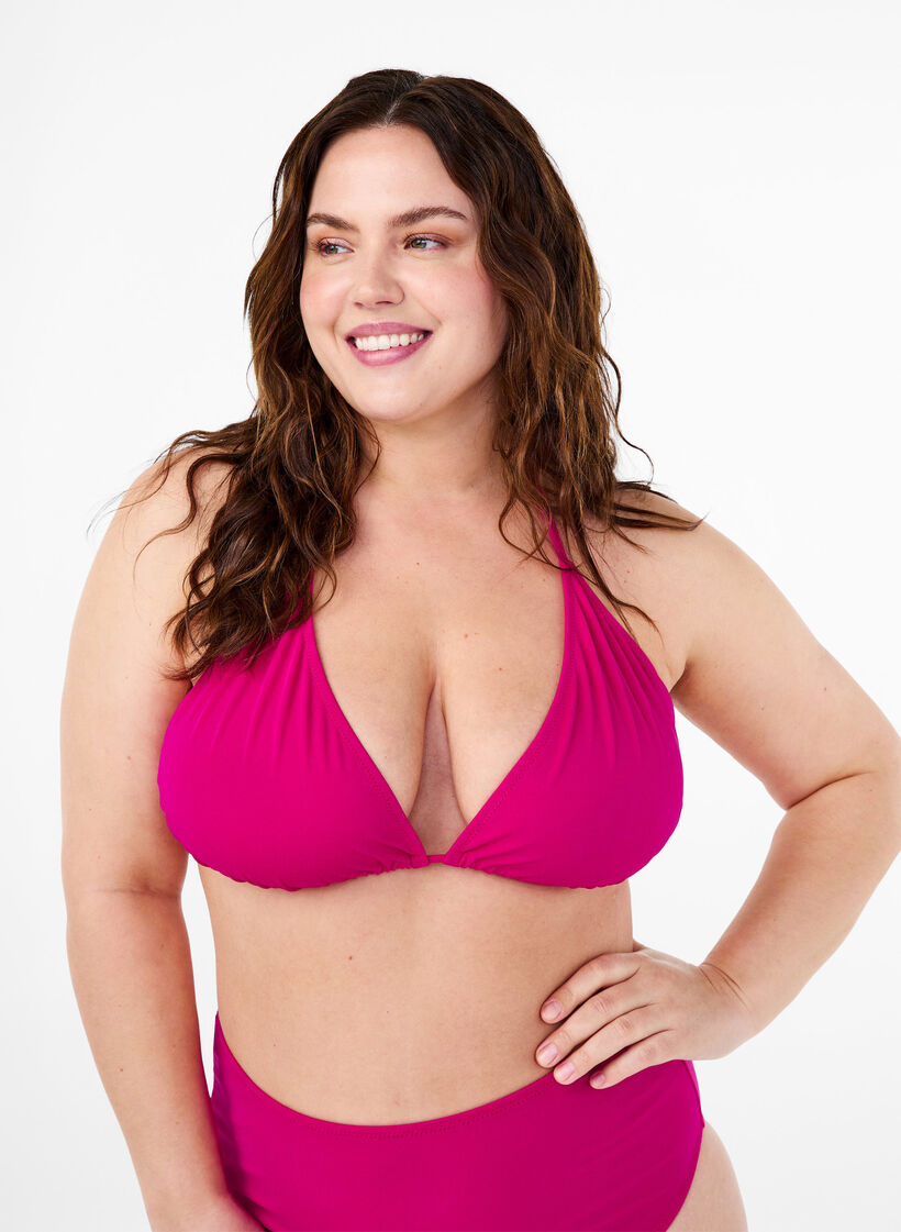 Einfarbiges Triangel-Bikinioberteil, Pink, Model image number 0