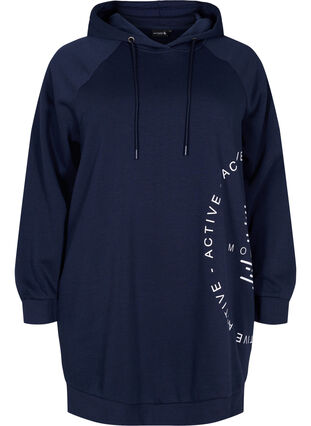 Langes Sweatshirt mit Kapuze und Printdetails, Night Sky, Packshot image number 0