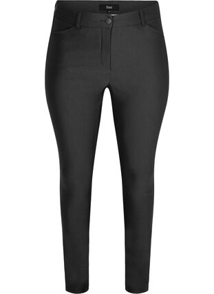 Cropped Hose mit leichtem Glanz, Black, Packshot image number 0