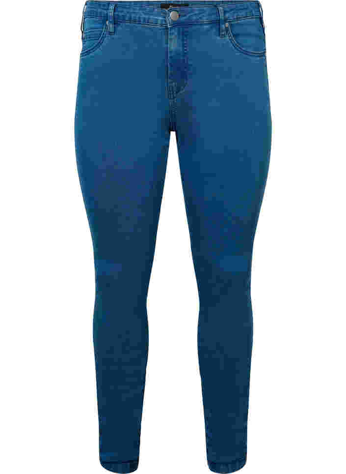 Hochtaillierte Super Slim Amy Jeans, Mid Blue, Packshot image number 0
