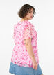 Gebl&uuml;mte Bluse mit R&uuml;schenkragen und Peplum-Effekt, Pink, Model image number 2