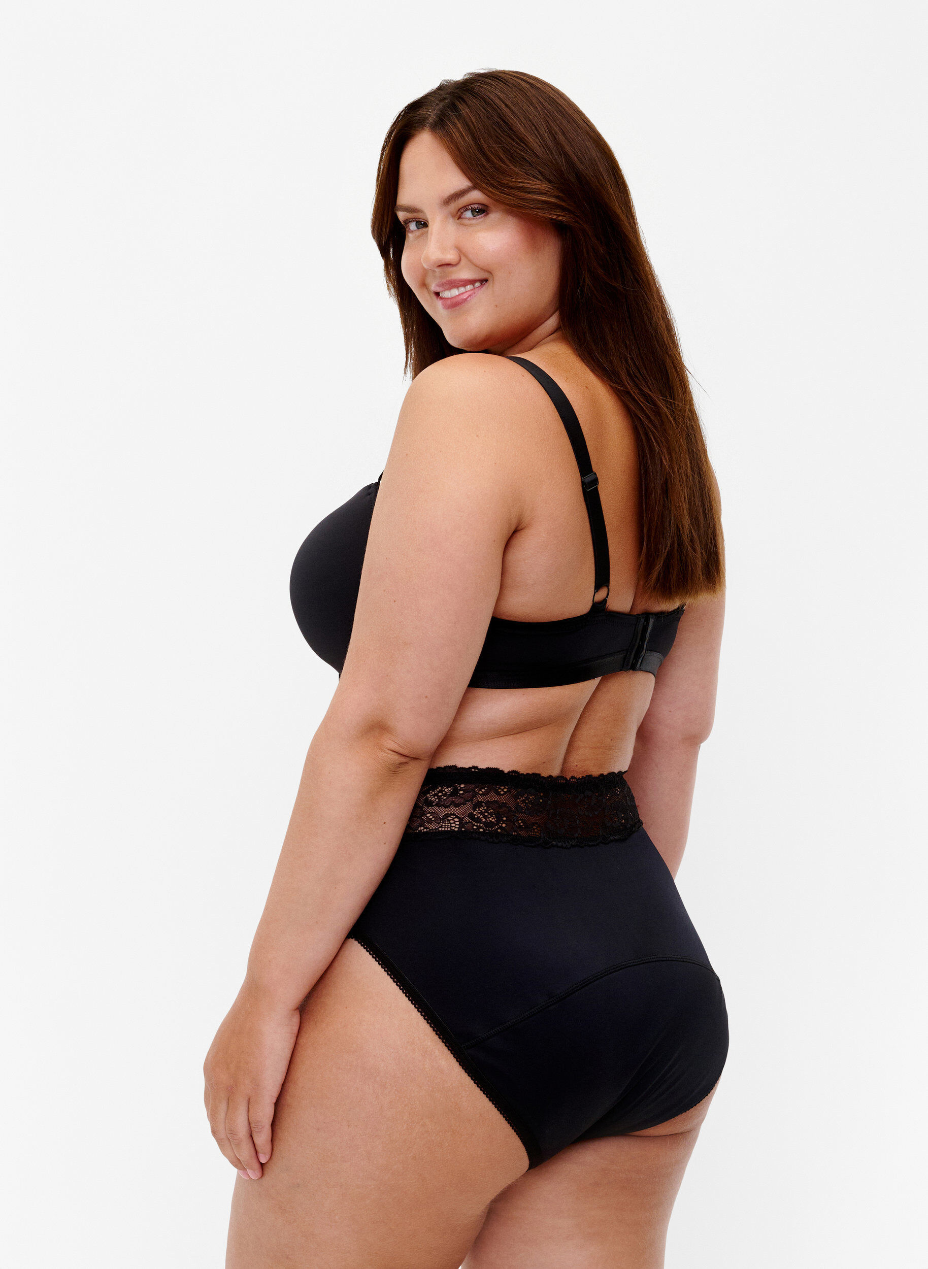 Zizzi Perioden-Unterw&auml;sche mit Spitze, Schwarz, Model image number 1